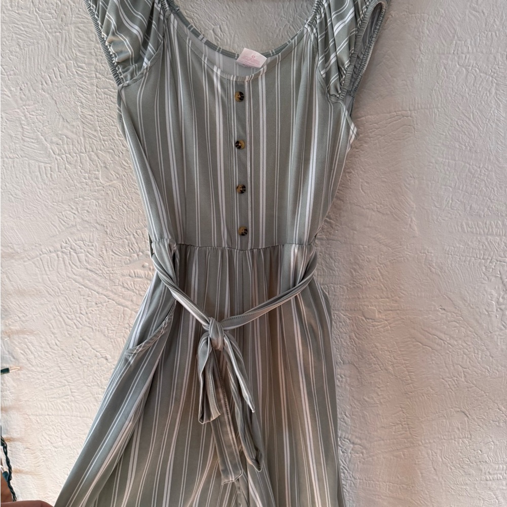 Striped Pocket Jumpsuit with Tie Waist